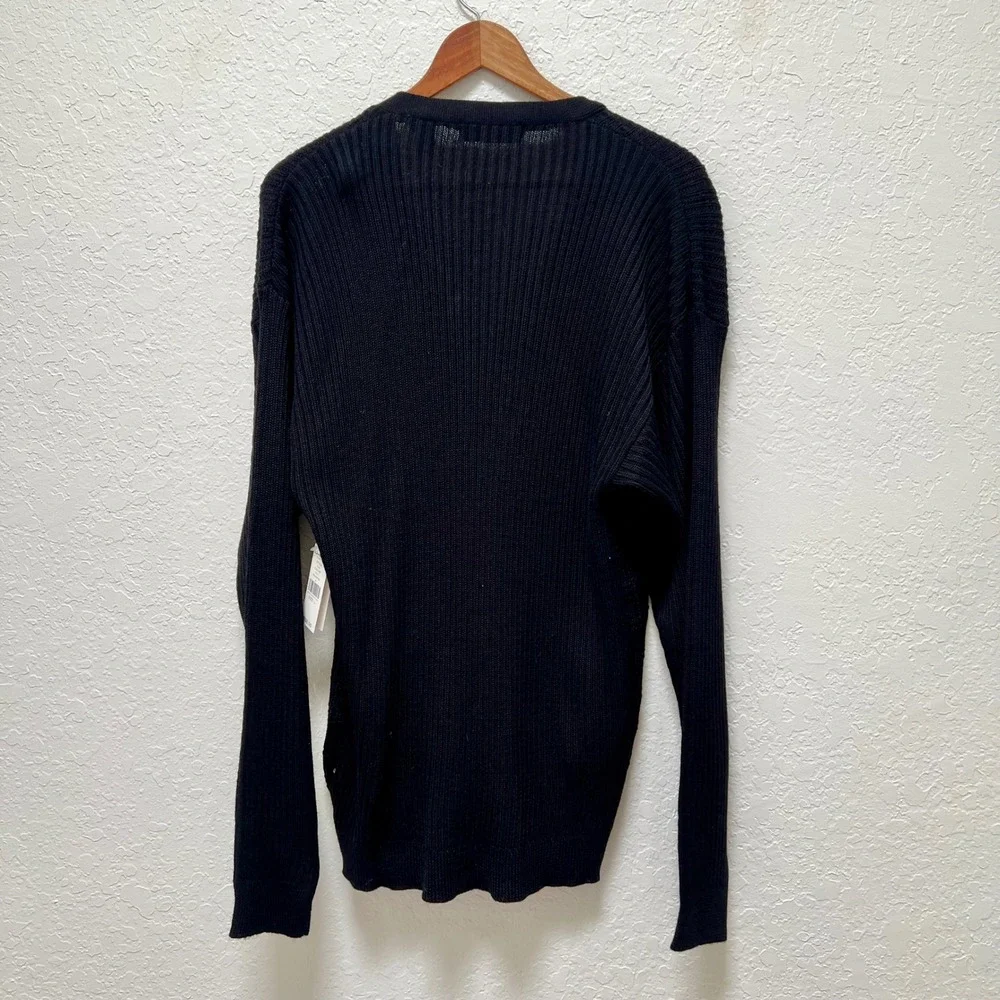 Claybrooke VTG Womens Black Wool Blend Knit Button Front Cardigan Sweater L 80s